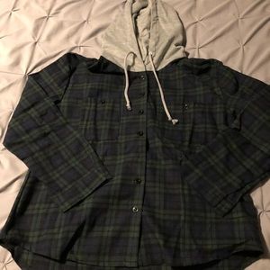Plaid Green Hooded Shirt